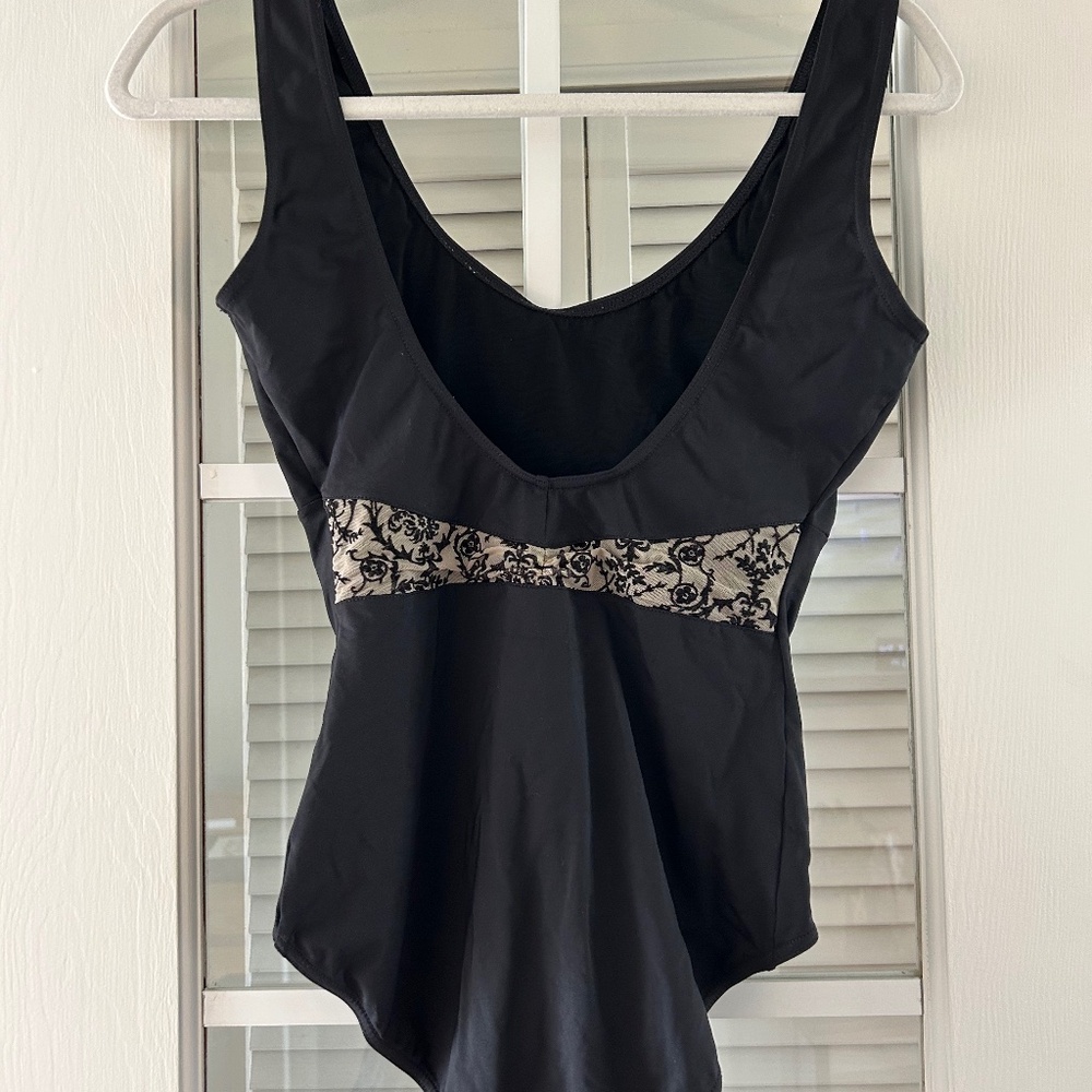 Capezio Black with Tan Sparkle Design Ballet Leotard